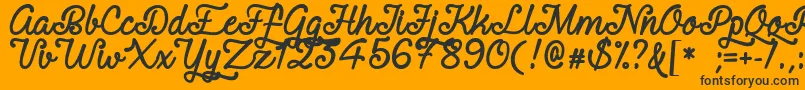 RequitedScriptDemo-Schriftart – Schwarze Schriften auf orangefarbenem Hintergrund