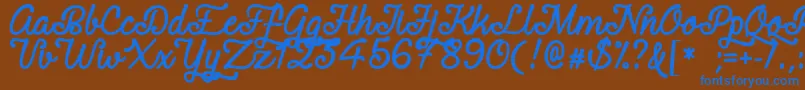 RequitedScriptDemo Font – Blue Fonts on Brown Background