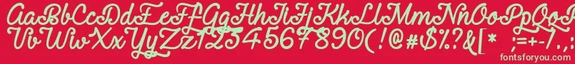 RequitedScriptDemo Font – Green Fonts on Red Background