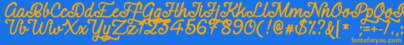 RequitedScriptDemo-Schriftart – Orangefarbene Schriften auf blauem Hintergrund