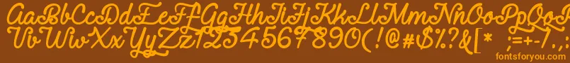RequitedScriptDemo Font – Orange Fonts on Brown Background