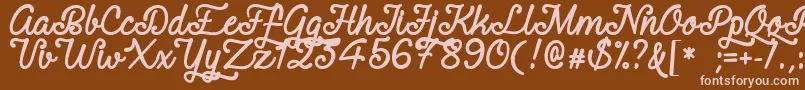 Fonte RequitedScriptDemo – fontes rosa em um fundo marrom