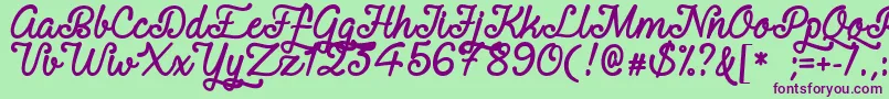 RequitedScriptDemo Font – Purple Fonts on Green Background