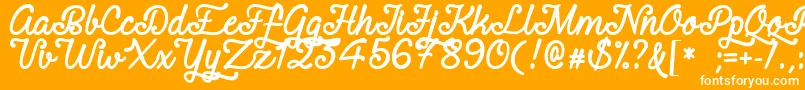 RequitedScriptDemo-Schriftart – Weiße Schriften auf orangefarbenem Hintergrund