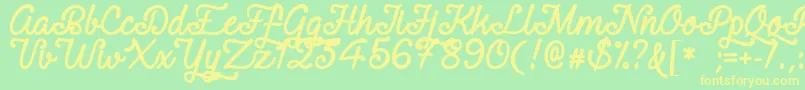 Fonte RequitedScriptDemo – fontes amarelas em um fundo verde