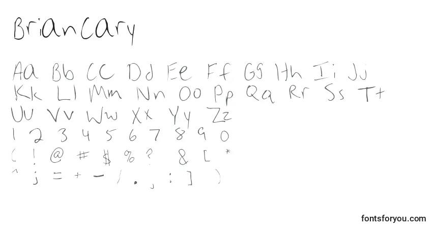Schriftart BrianCary – Alphabet, Zahlen, spezielle Symbole