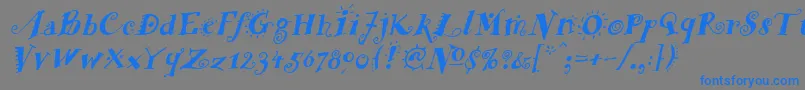 FunstuffBoldItalic-Schriftart – Blaue Schriften auf grauem Hintergrund