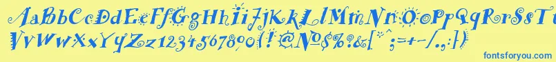 FunstuffBoldItalic Font – Blue Fonts on Yellow Background