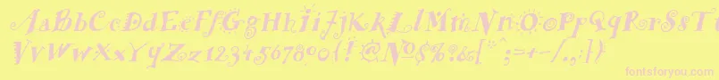 FunstuffBoldItalic Font – Pink Fonts on Yellow Background