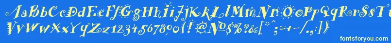 FunstuffBoldItalic Font – Yellow Fonts on Blue Background