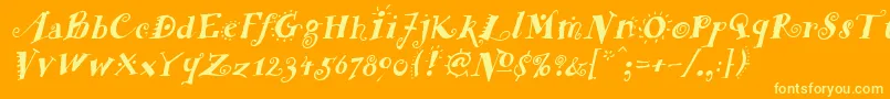 FunstuffBoldItalic Font – Yellow Fonts on Orange Background