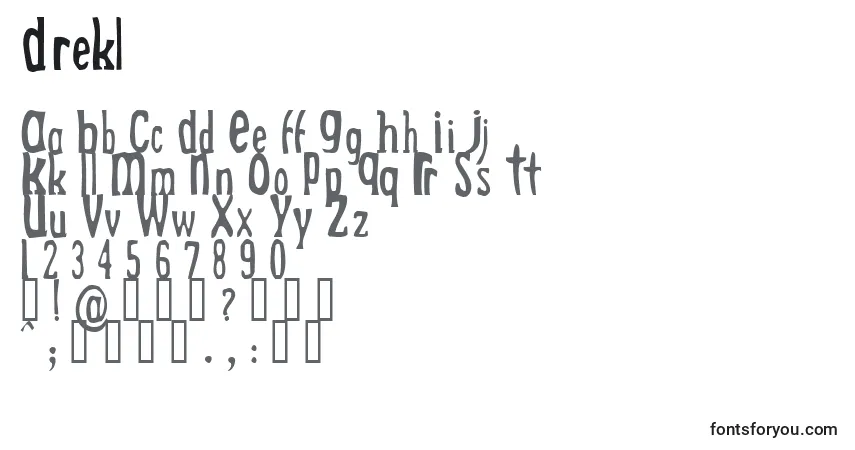 Fuente Drekl - alfabeto, números, caracteres especiales