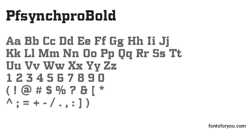 Шрифт PfsynchproBold – алфавит, цифры, специальные символы