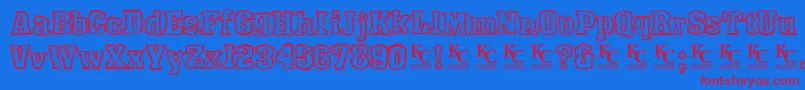 Rockyshoredemo-fontti – punaiset fontit sinisellä taustalla