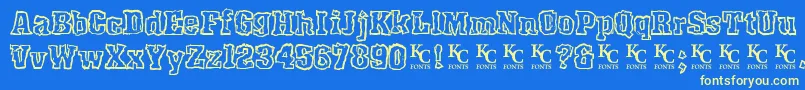 Rockyshoredemo Font – Yellow Fonts on Blue Background