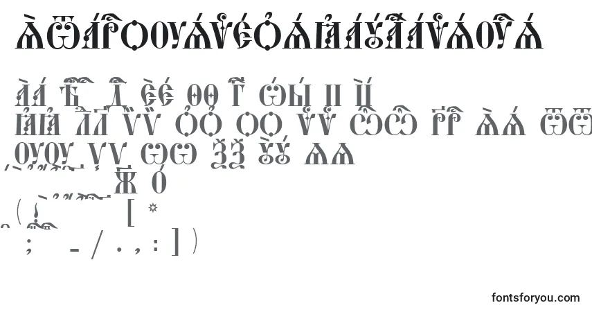 Czcionka StarouspenskayaCapsUcs – alfabet, cyfry, specjalne znaki