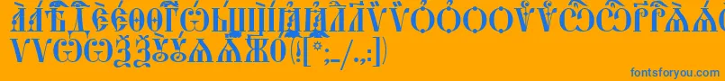 フォントStarouspenskayaCapsUcs – オレンジの背景に青い文字