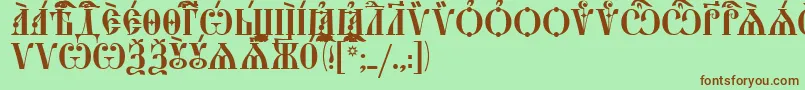 Czcionka StarouspenskayaCapsUcs – brązowe czcionki na zielonym tle