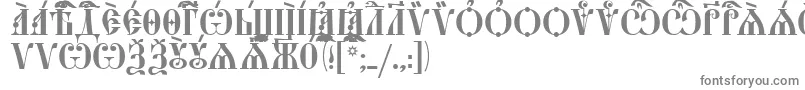 StarouspenskayaCapsUcs-fontti – harmaat kirjasimet valkoisella taustalla