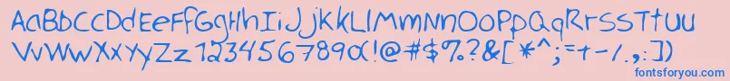 LukaRegular-Schriftart – Blaue Schriften auf rosa Hintergrund