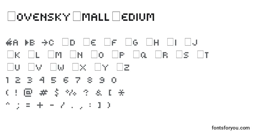 A fonte KovenskySmallMedium – alfabeto, números, caracteres especiais