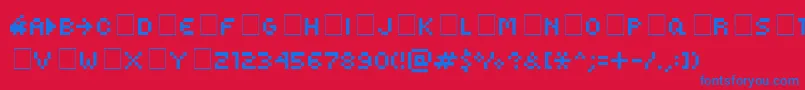 KovenskySmallMedium Font – Blue Fonts on Red Background