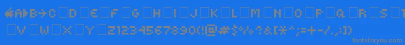 KovenskySmallMedium-fontti – harmaat kirjasimet sinisellä taustalla