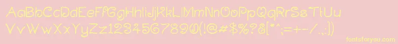 Curlmudg-Schriftart – Gelbe Schriften auf rosa Hintergrund
