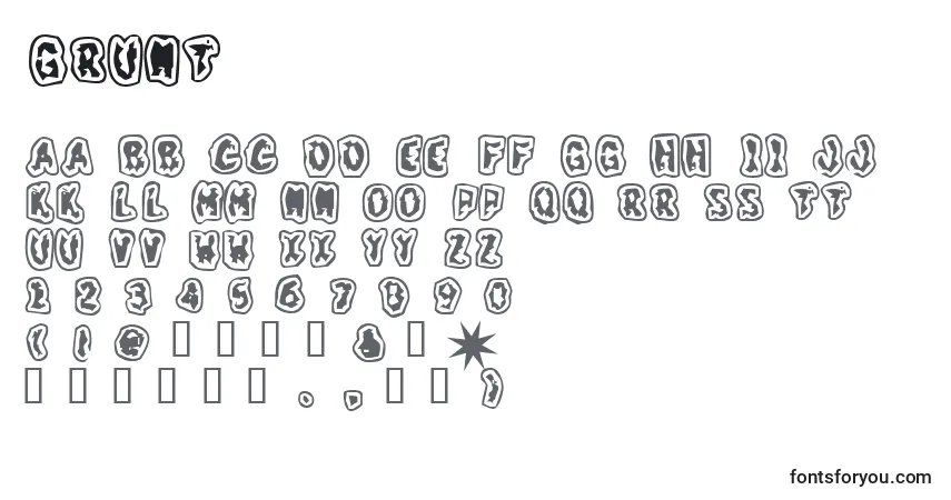 Schriftart Grunt – Alphabet, Zahlen, spezielle Symbole