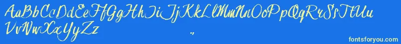 HessterMoffettTrial-Schriftart – Gelbe Schriften auf blauem Hintergrund