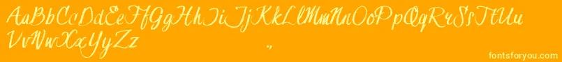 HessterMoffettTrial-Schriftart – Gelbe Schriften auf orangefarbenem Hintergrund