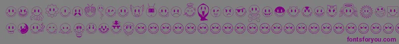 フォントJlssmilessampler – 紫色のフォント、灰色の背景