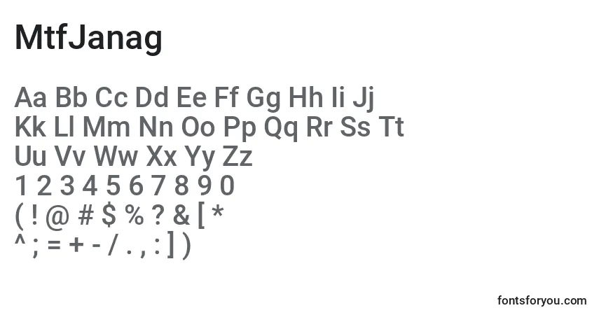 Шрифт MtfJanag – алфавит, цифры, специальные символы