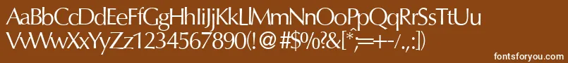 O801FlareRegular-Schriftart – Weiße Schriften auf braunem Hintergrund