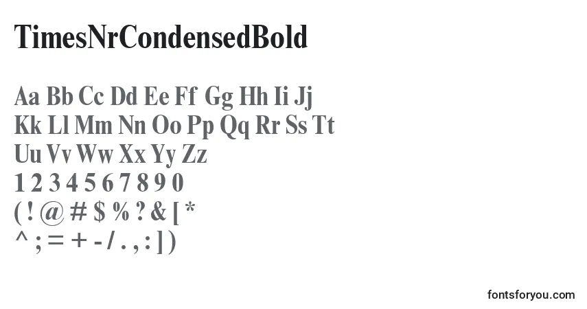 A fonte TimesNrCondensedBold – alfabeto, números, caracteres especiais