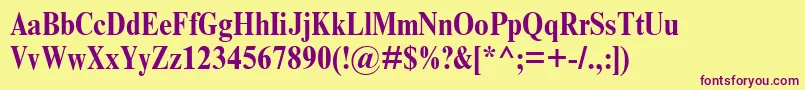 TimesNrCondensedBold Font – Purple Fonts on Yellow Background