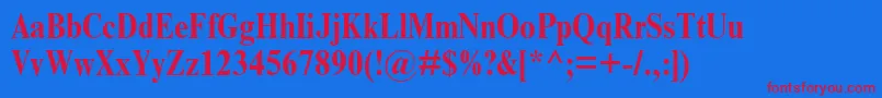 TimesNrCondensedBold Font – Red Fonts on Blue Background