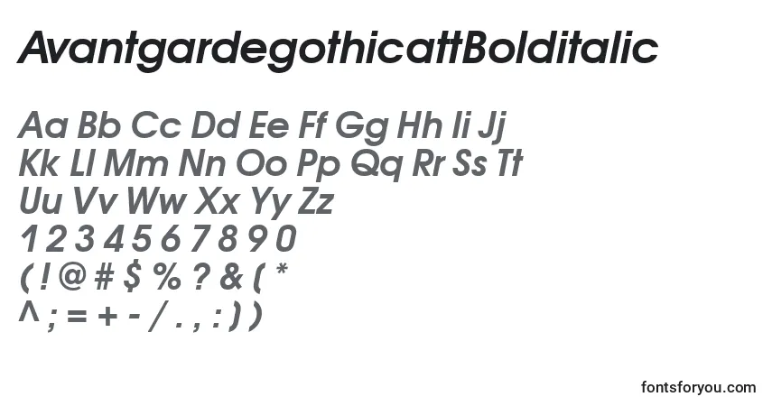 Fuente AvantgardegothicattBolditalic - alfabeto, números, caracteres especiales