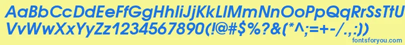 AvantgardegothicattBolditalic Font – Blue Fonts on Yellow Background