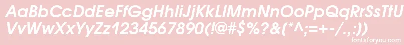 AvantgardegothicattBolditalic-fontti – valkoiset fontit vaaleanpunaisella taustalla