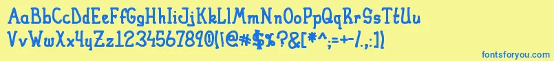 HeiranyBoldMarker-Schriftart – Blaue Schriften auf gelbem Hintergrund