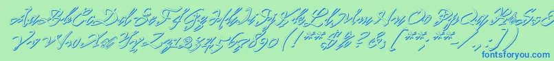 Pr8ShadowCat-Schriftart – Blaue Schriften auf grünem Hintergrund