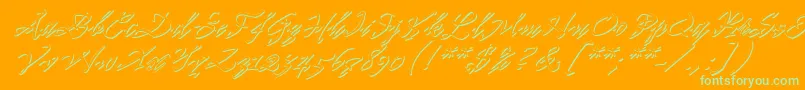 Pr8ShadowCat-Schriftart – Grüne Schriften auf orangefarbenem Hintergrund