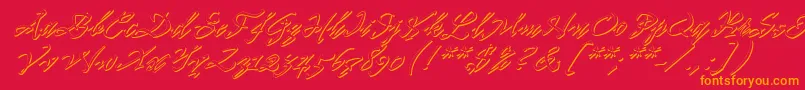 フォントPr8ShadowCat – 赤い背景にオレンジの文字