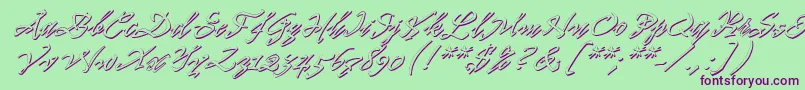 Pr8ShadowCat-Schriftart – Violette Schriften auf grünem Hintergrund