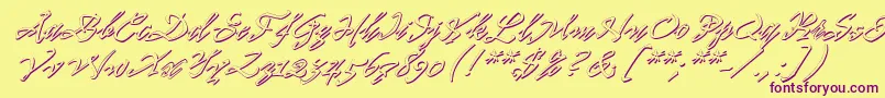 Pr8ShadowCat-Schriftart – Violette Schriften auf gelbem Hintergrund