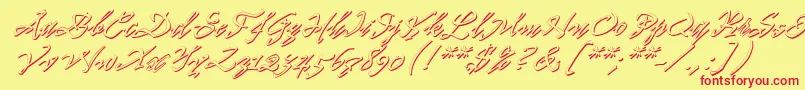 Pr8ShadowCat-Schriftart – Rote Schriften auf gelbem Hintergrund