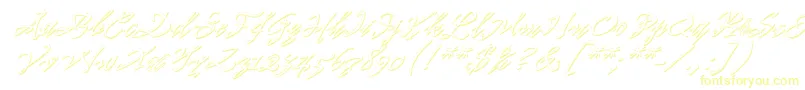 フォントPr8ShadowCat – 白い背景に黄色の文字