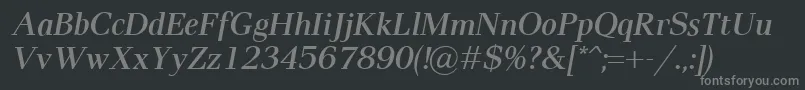 PaxSemiboldItalic Font – Gray Fonts on Black Background