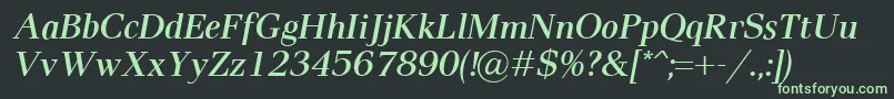フォントPaxSemiboldItalic – 黒い背景に緑の文字